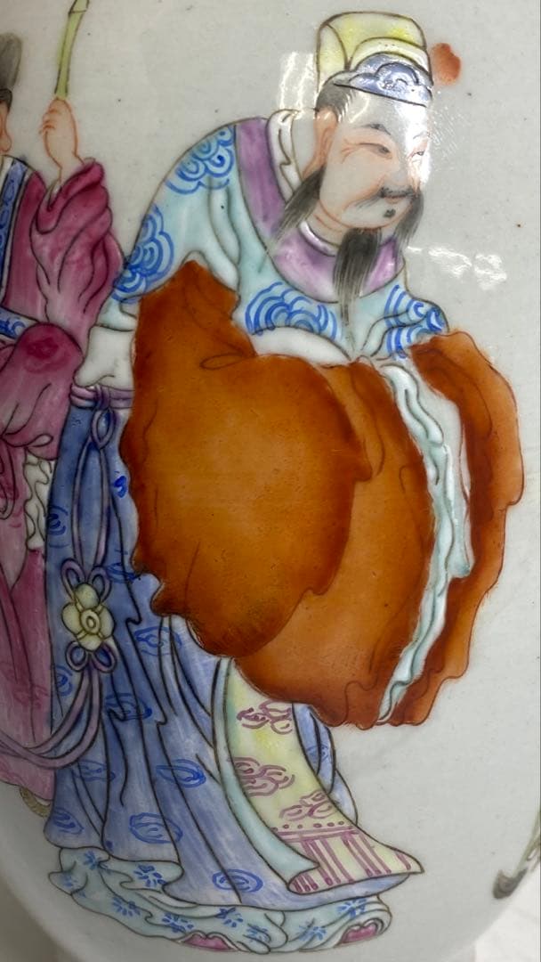中国清朝時代　粉彩人物画　花入　高さ　25㎝　トサチ　東な8-0121☆2F