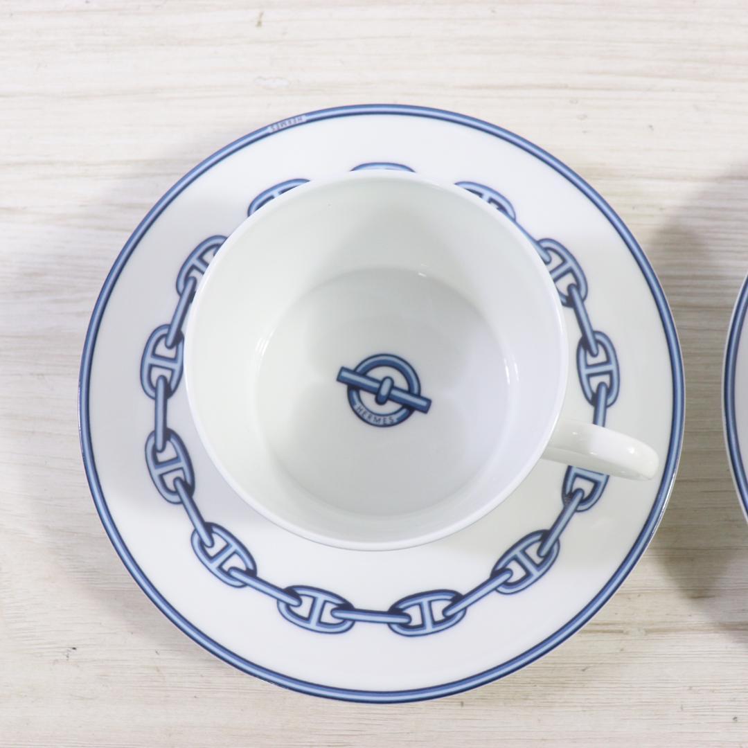 ◆エルメス HERMES 食器 カップ＆ソーサー ペアセット シェーヌダンクル