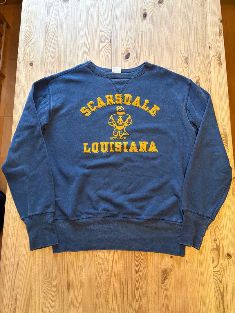 ランタグ　復刻　ビンテージ　スウェット　両面プリント　カラーフロッキー　貫通