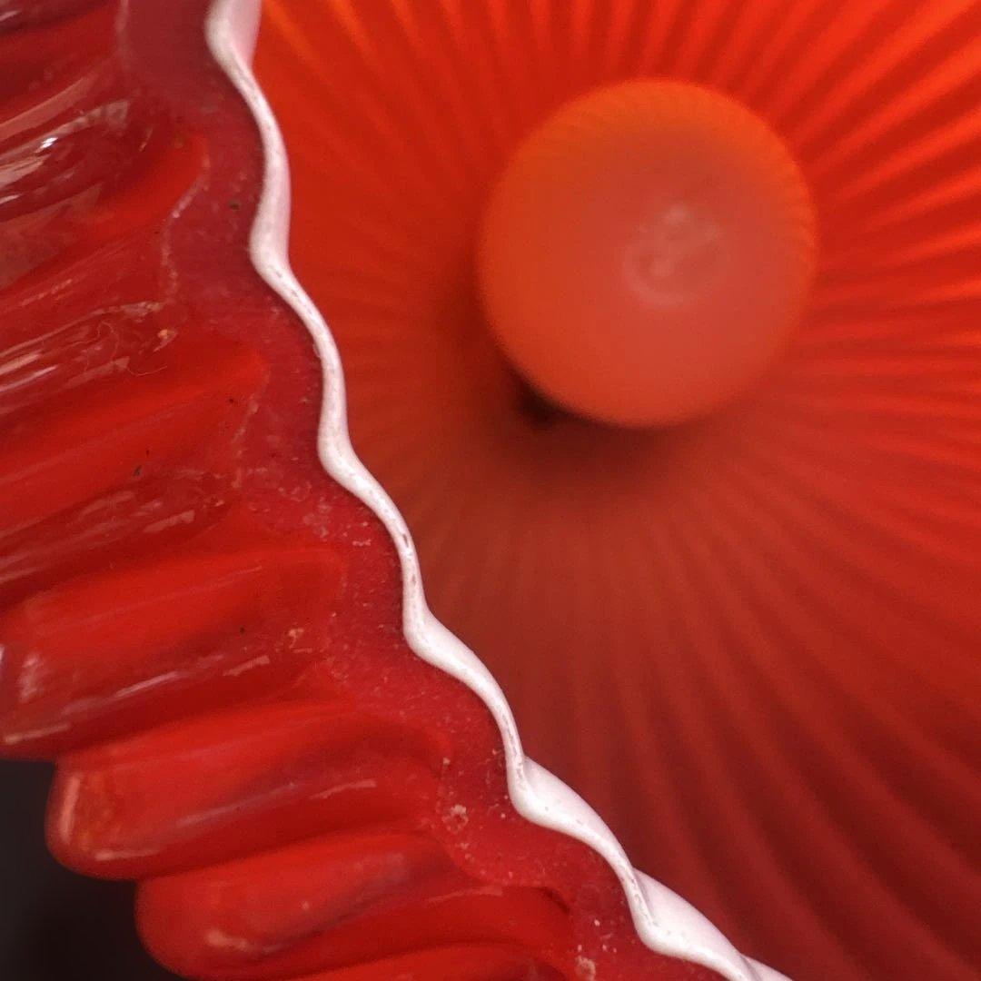 昭和レトロ　赤い球形ペンダントライト ガラス製