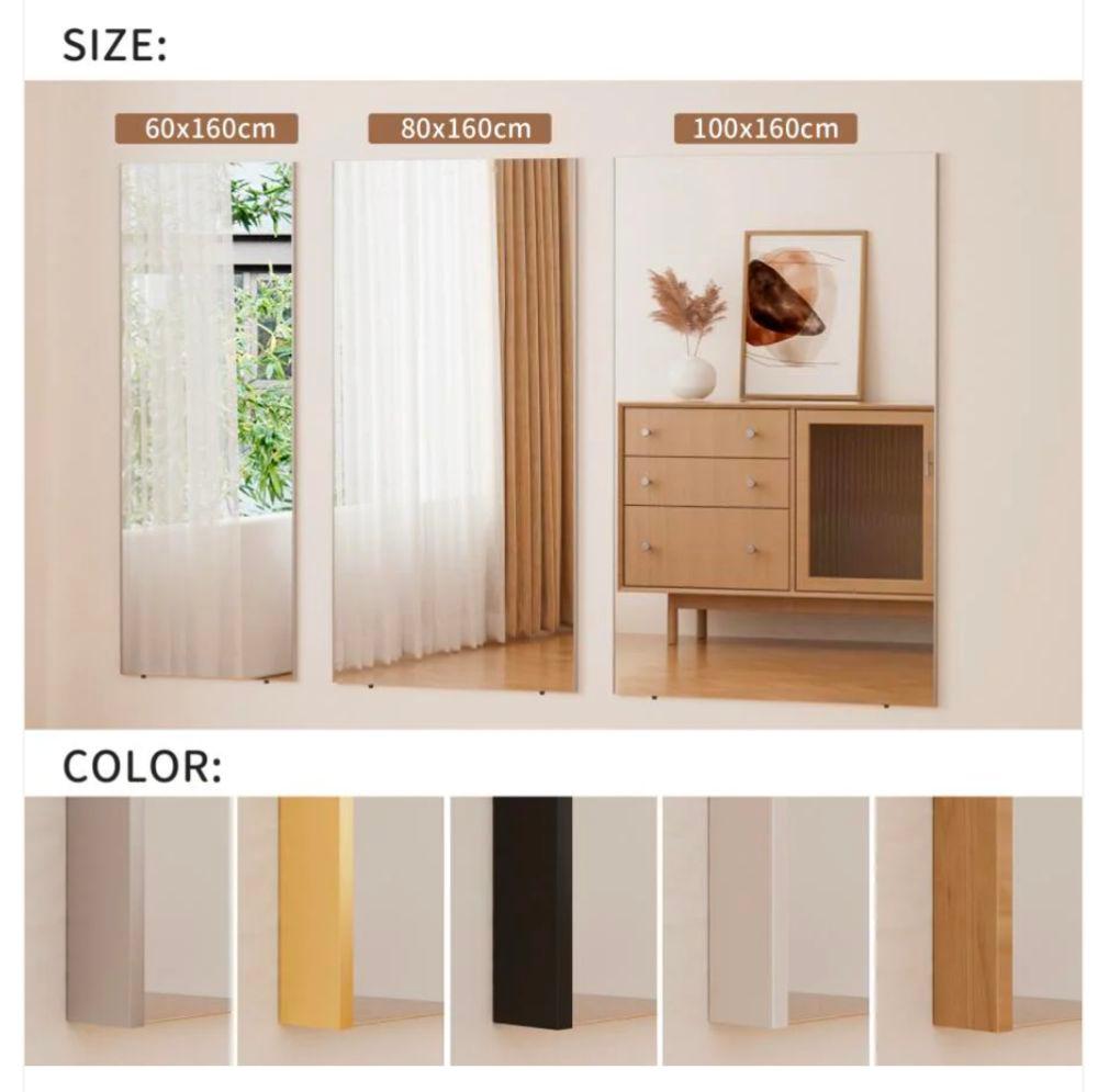 【新品】割れない全身ミラー 60×160cm シルバー 壁掛け＆立て掛け対応