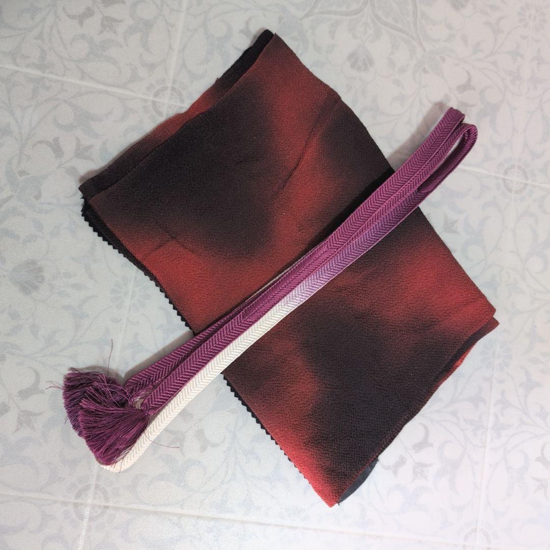 色無地　着物　フルセット　正絹　暗紫　落款　しつけ糸　祝い事　シンプル　粋　F4