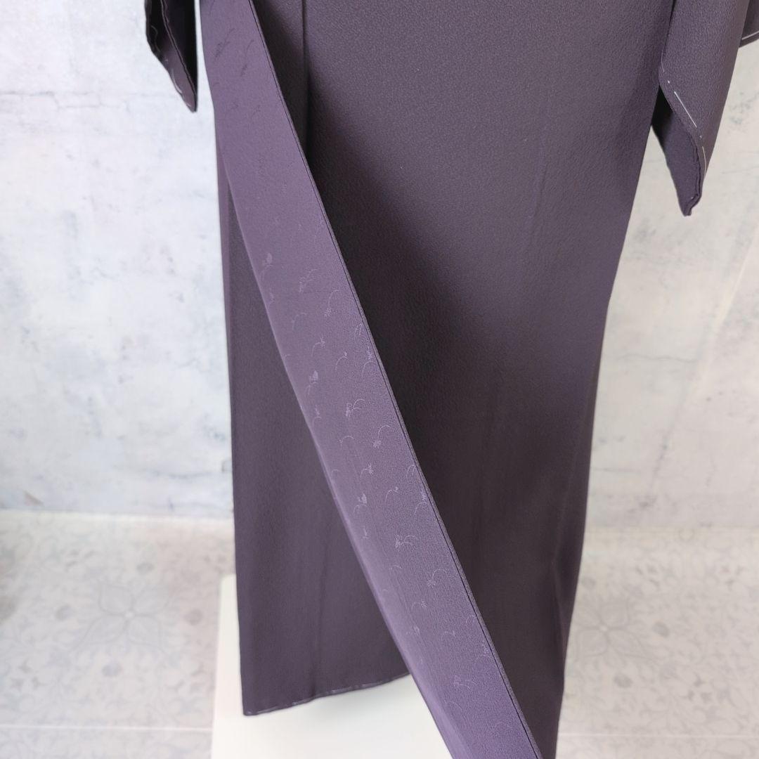 色無地　着物　フルセット　正絹　暗紫　落款　しつけ糸　祝い事　シンプル　粋　F4
