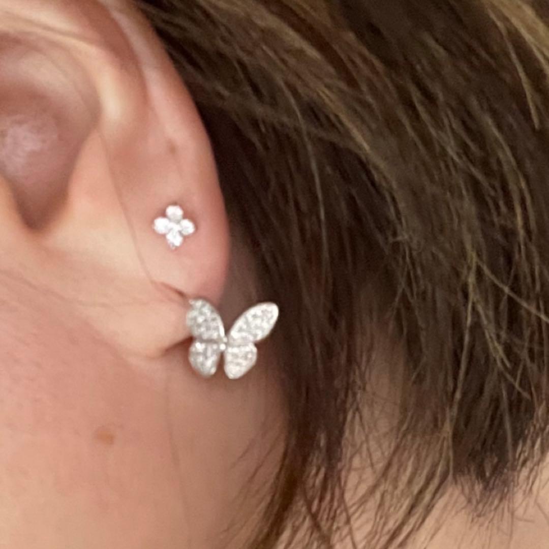 ダイヤモンド 0.2ct Pt900 バタフライ 蝶 ピアス