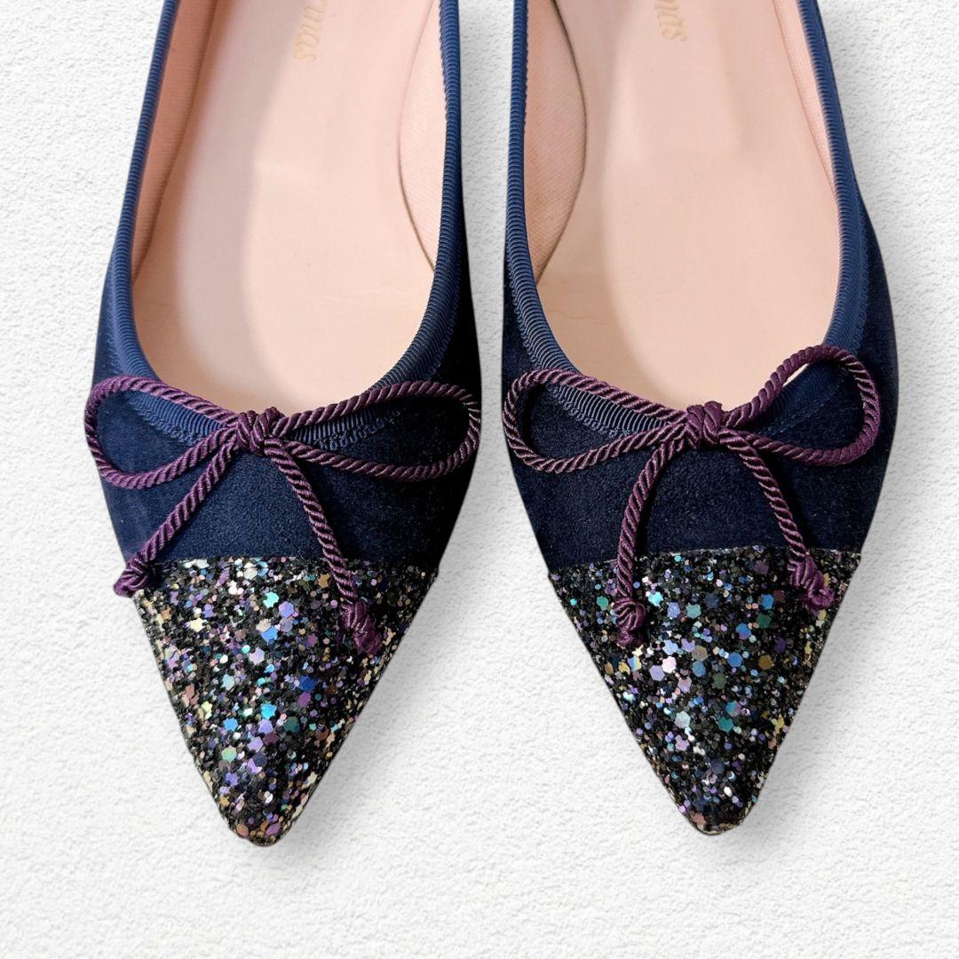 プリティバレリーナ♡ELLA ポインテッドトゥ バレエシューズ グリッター 23