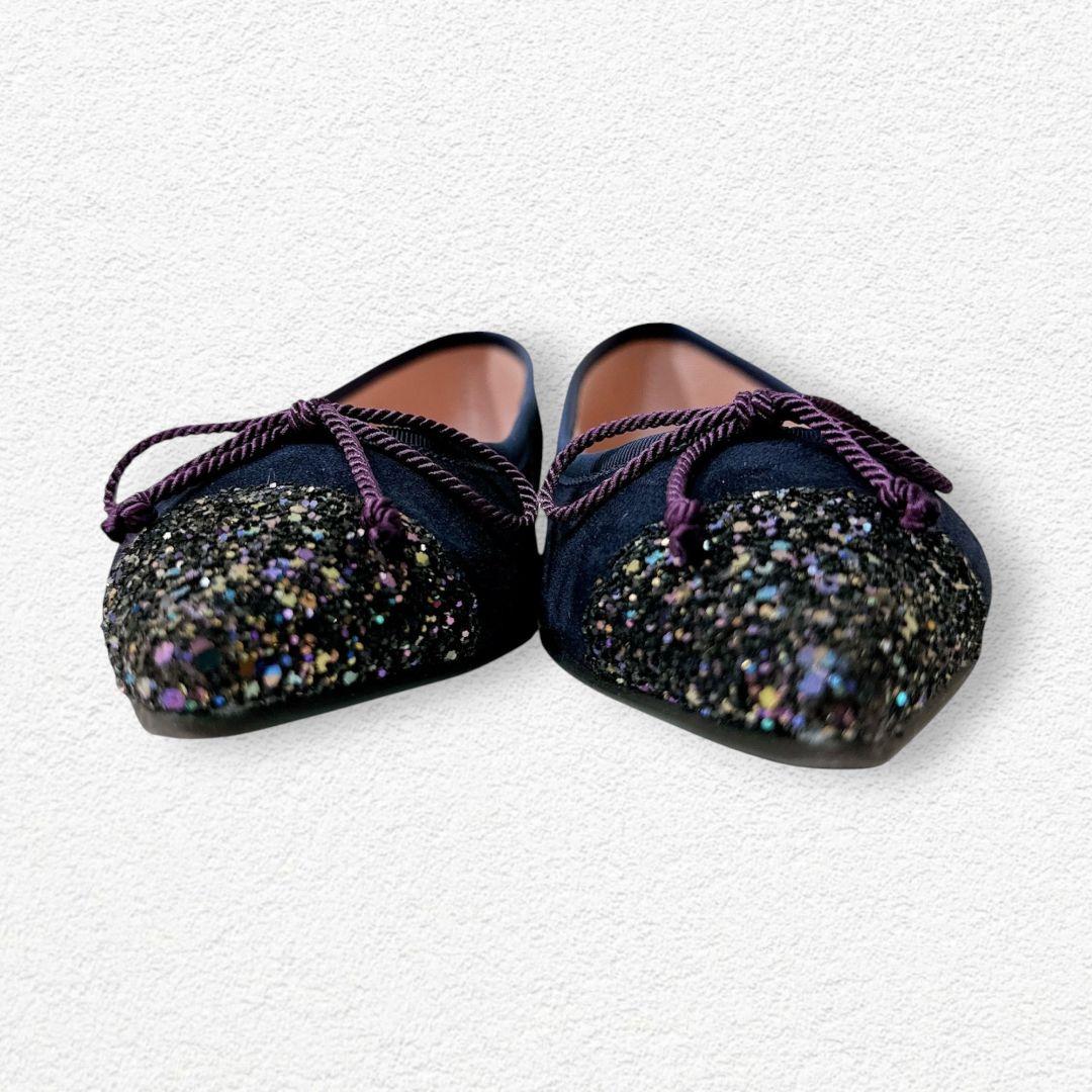 プリティバレリーナ♡ELLA ポインテッドトゥ バレエシューズ グリッター 23