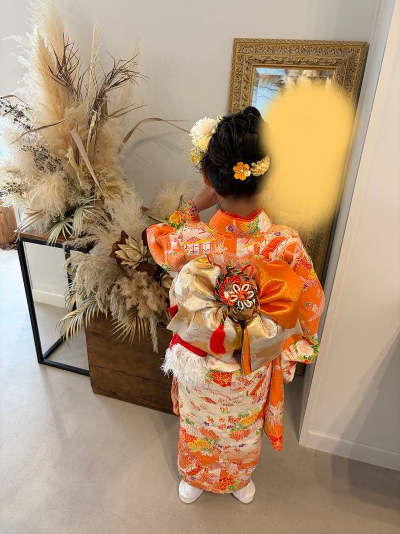 11/7までお値下げ　七五三 ７歳 花柄着物と小物セット