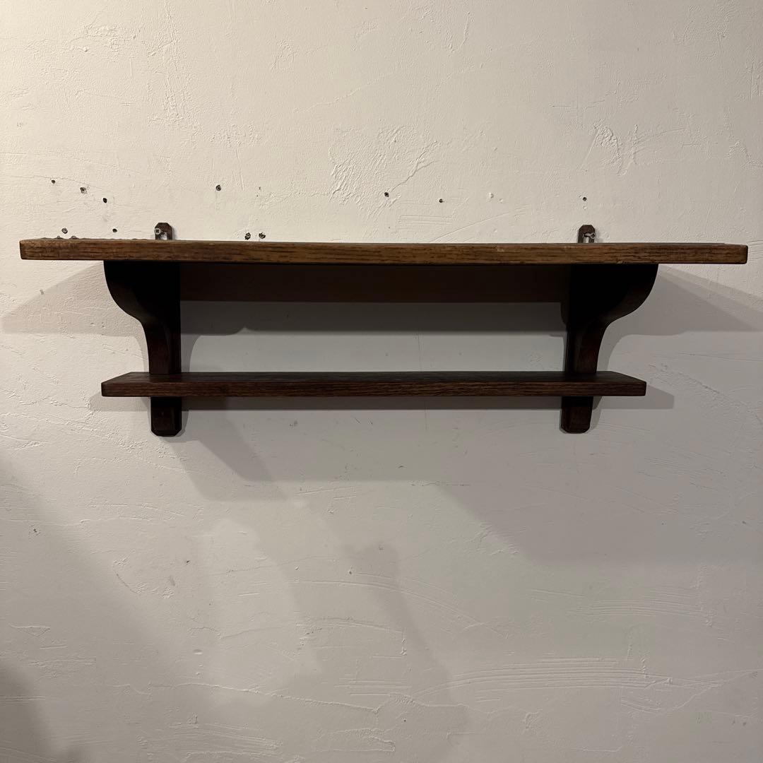 ヴィンテージ　木製ウォールシェルフ　2段シェルフ