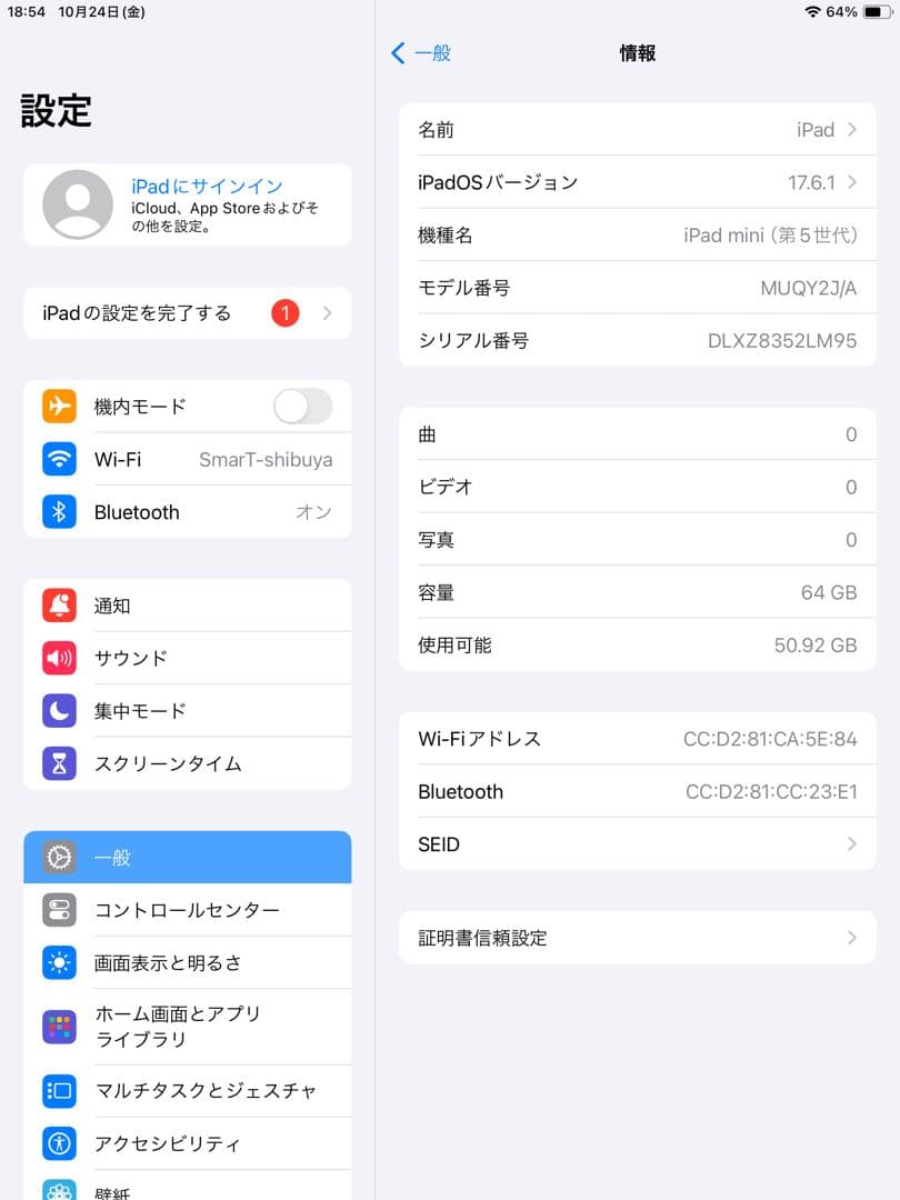 iPad mini 5 64GB Wi-Fiモデル　ピンクゴールド