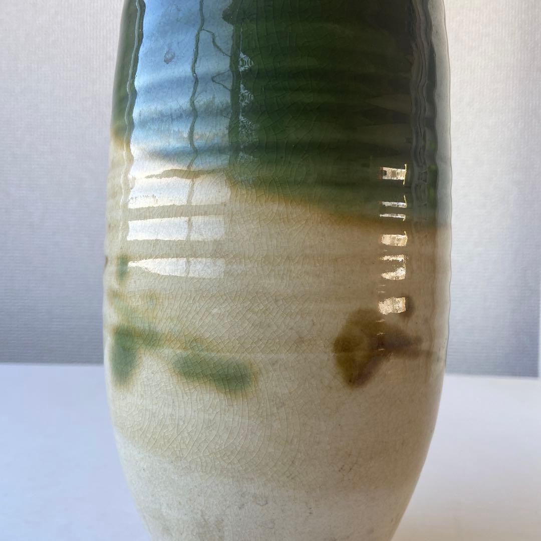 鈴木八郎　花瓶　織部　共箱共布