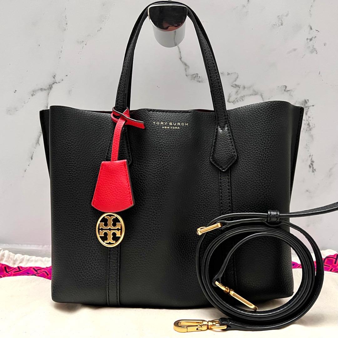 ◇極美品◇トリーバーチ　ペリー　2wayショルダーバッグ　ブラック×裏地キャメル