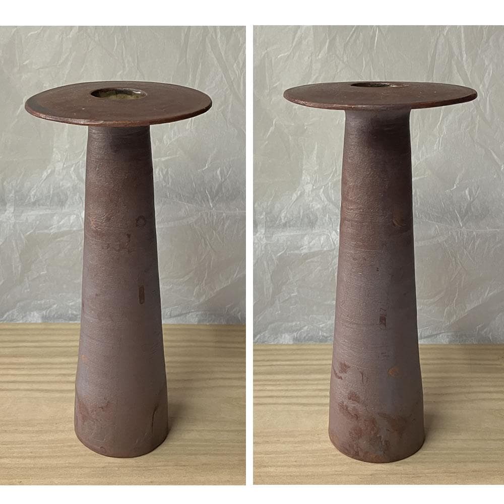 p009 松古窯 佐久間芳山 鍔花入 共箱 高さ 花入 五月節句 刀の鍔 の形