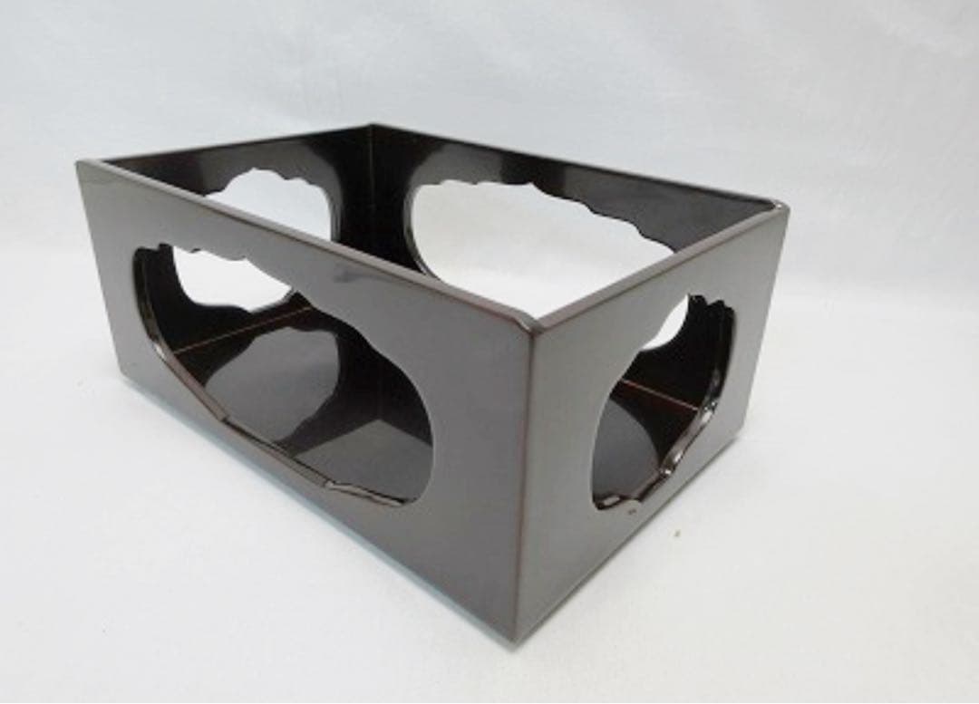 未使用 茶道具 木製溜塗 香狭間透 煙草盆 莨盆 玄々斎好写 喫煙具 漆工芸