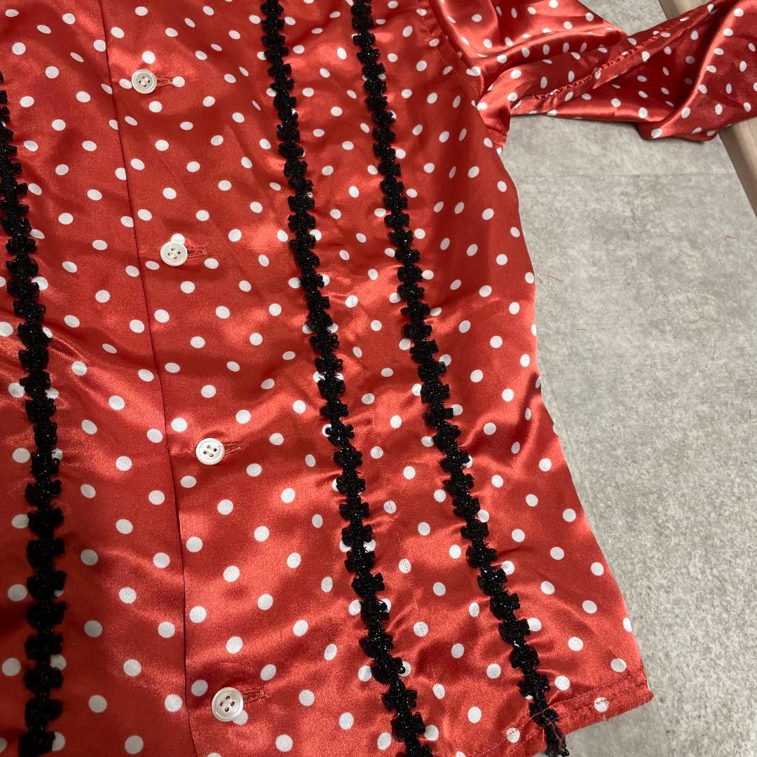 コムデギャルソン ドット柄　長袖シャツ 丸襟　オレンジ