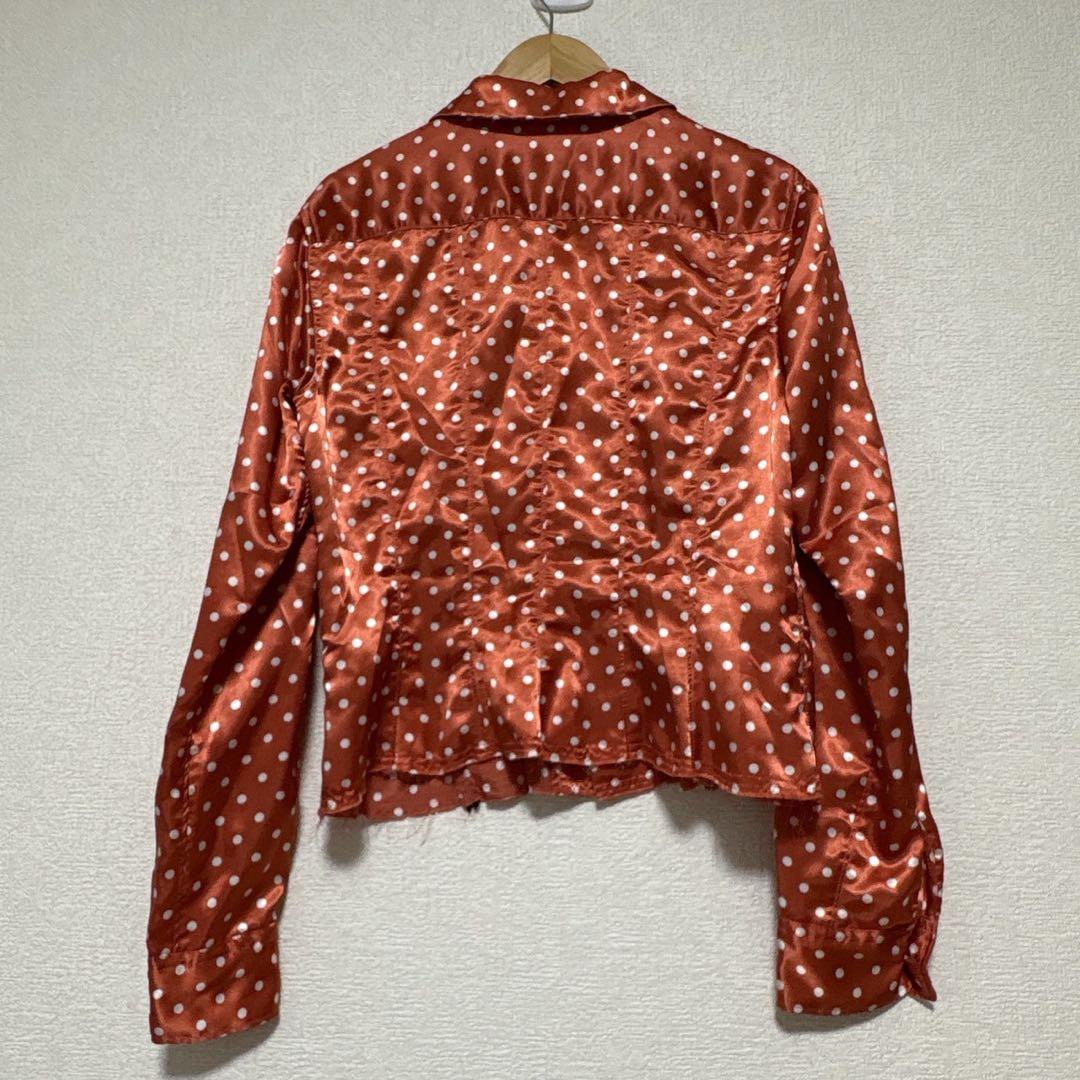 コムデギャルソン ドット柄　長袖シャツ 丸襟　オレンジ