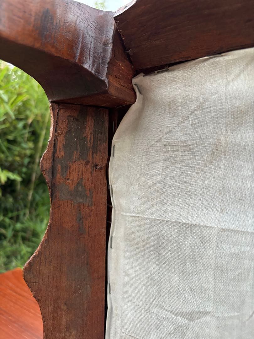 アンティーク　グレーのオットマン・スツール　カブリオールレッグ　クロウ&ボール