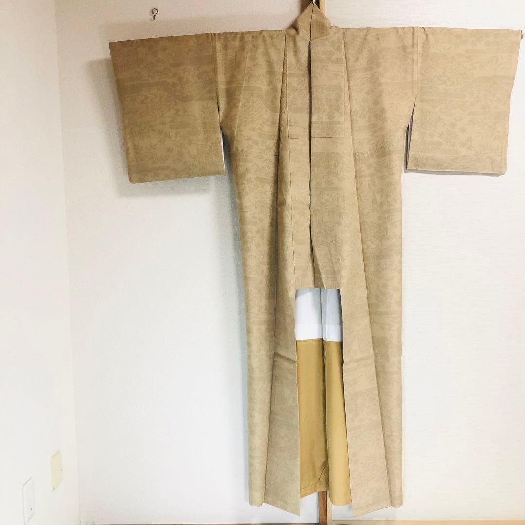 【未使用　トールサイズ】結城紬　奥順 練　御所解　袷　裄丈71.5 身丈169