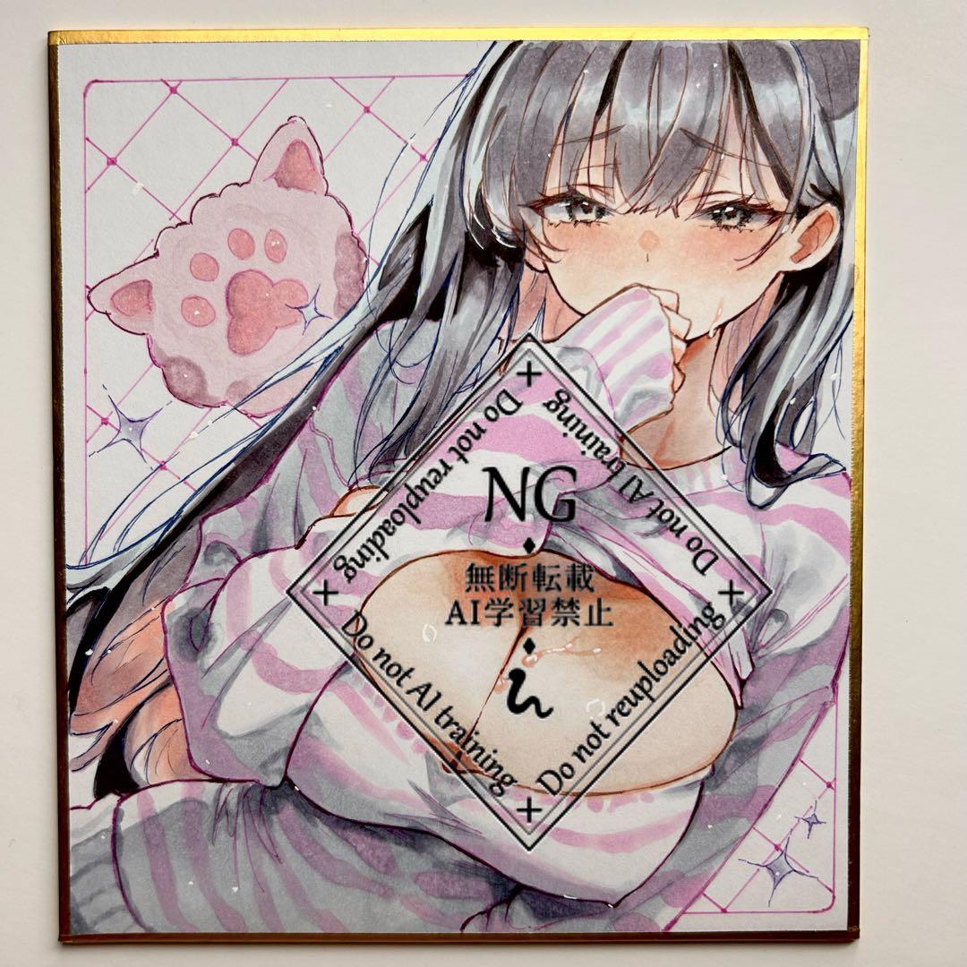 ゆ*り様 一点物 オリジナル 色紙 手描きイラスト アナログイラスト 女の子 創