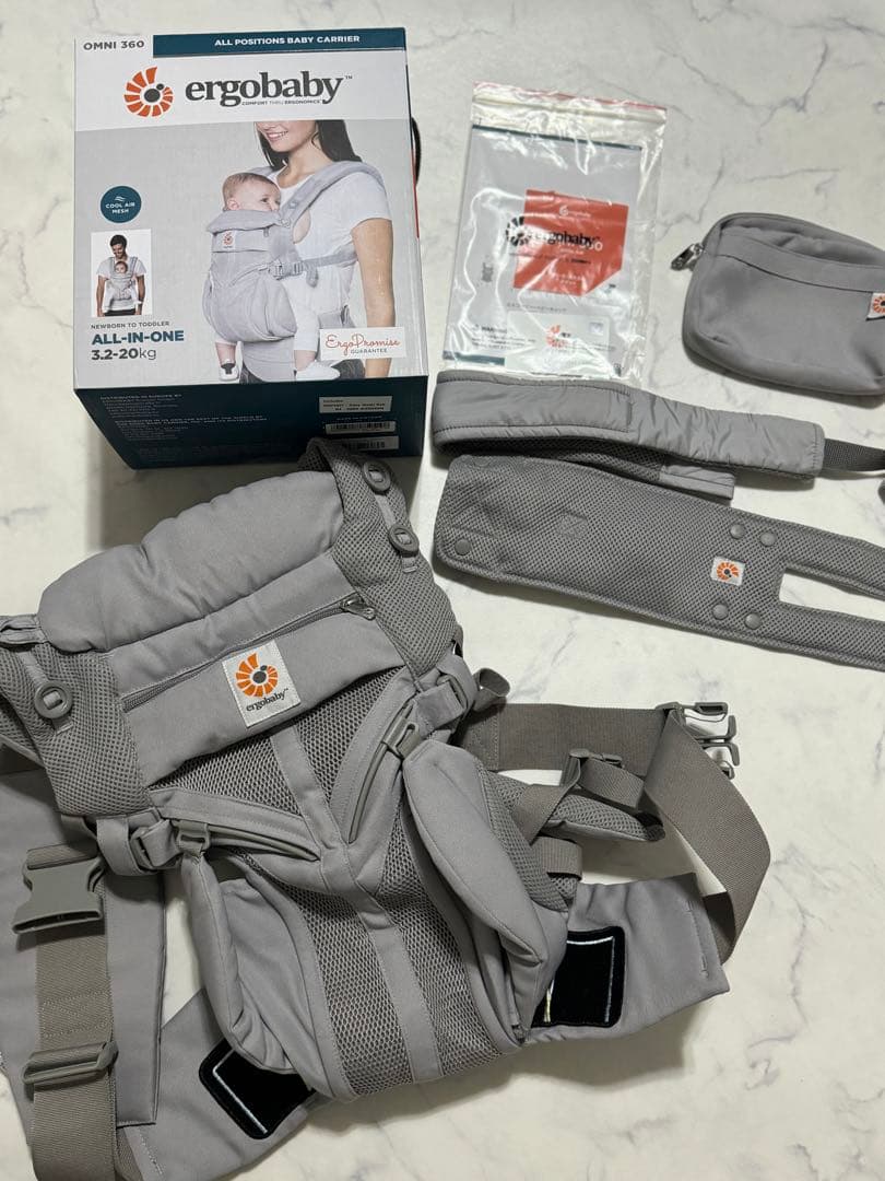 【ほぼ未使用品】エルゴベビー オムニ 360 クールエア メッシュ パールグレー