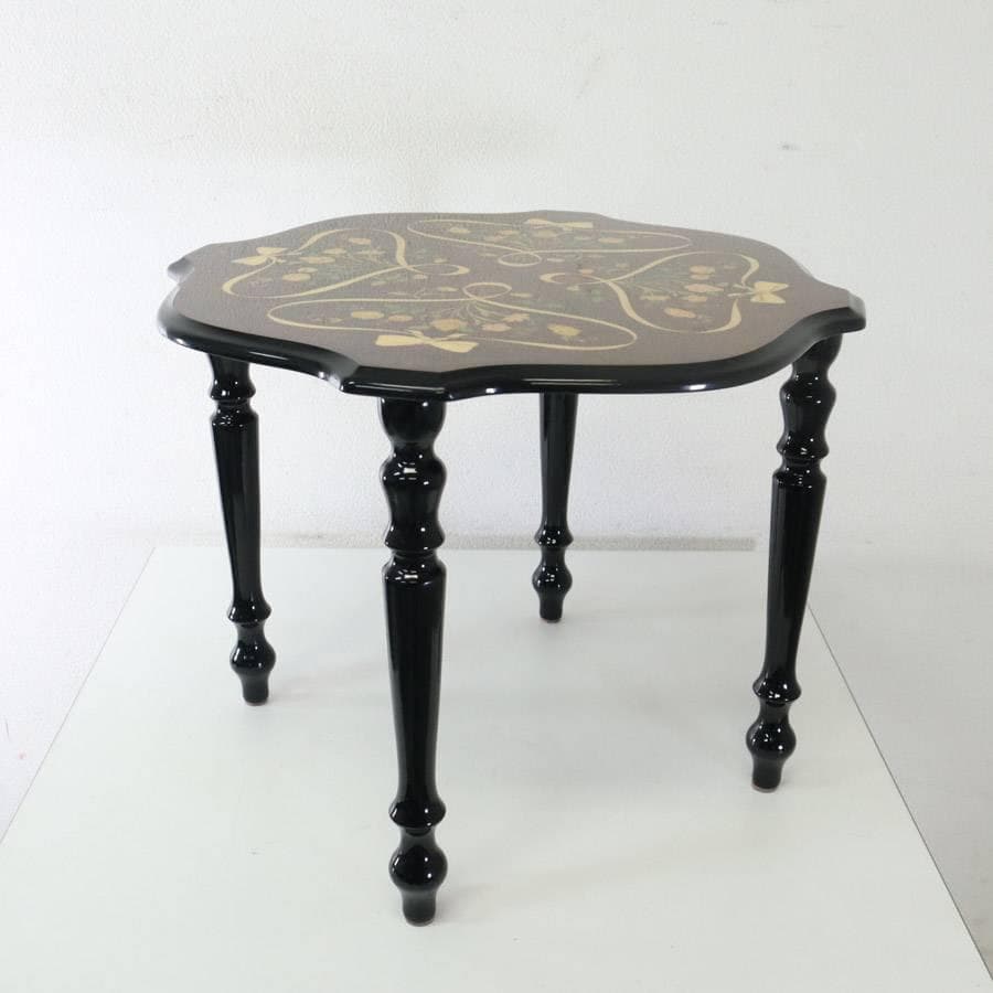 値下げイタリア製クラシカル家具 象嵌 サイドテーブル 花台 飾り台 高さ43cm