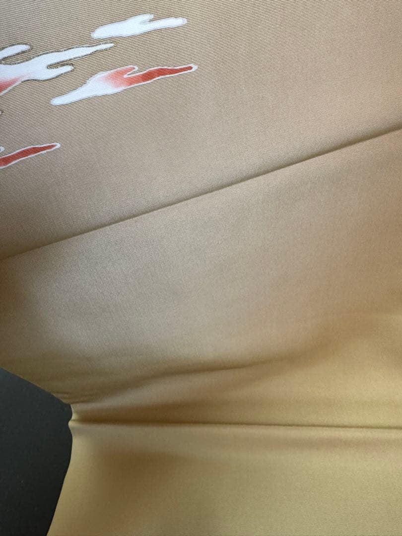 【銘品新品】京都老舗銘店「ゑり善」高級塩瀬帯 ベージュ色「褄霞文様」手描き友禅