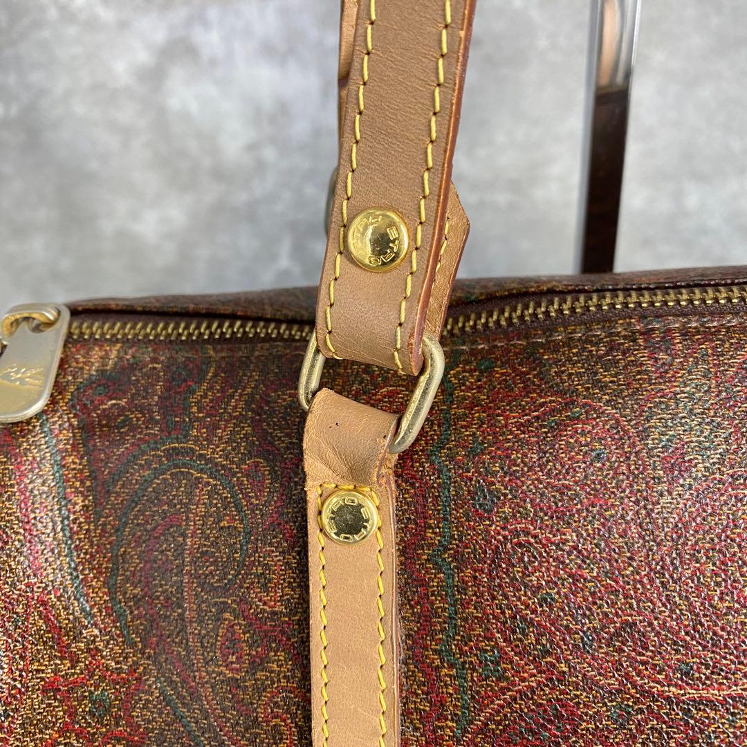 良品 ETRO エトロ ドラム型 ミニ ボストンバッグ ハンドバッグ ペイズリー