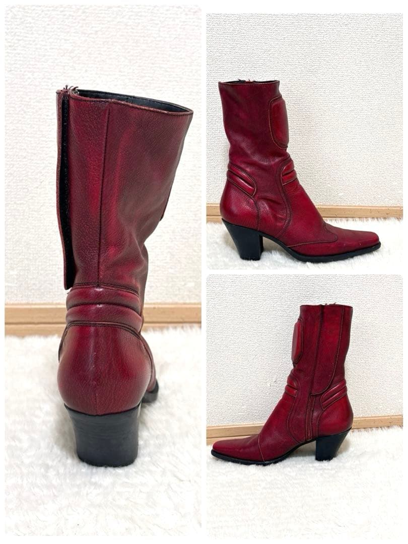 新品 訳あり イタリア製 ミュウミュウ レザーブーツ サイズ35 2/1