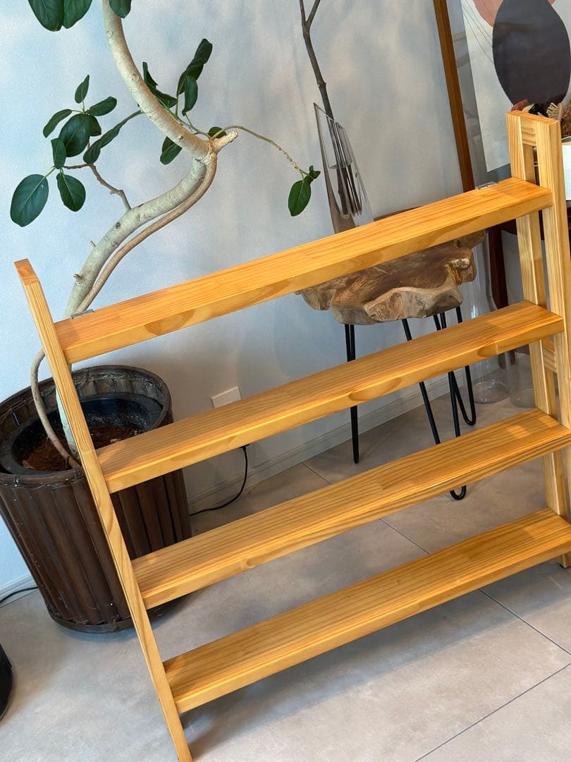 [ベルメゾン] 薄型ラック ロータイプ 突っ張らないラック 本棚 ナチュラル