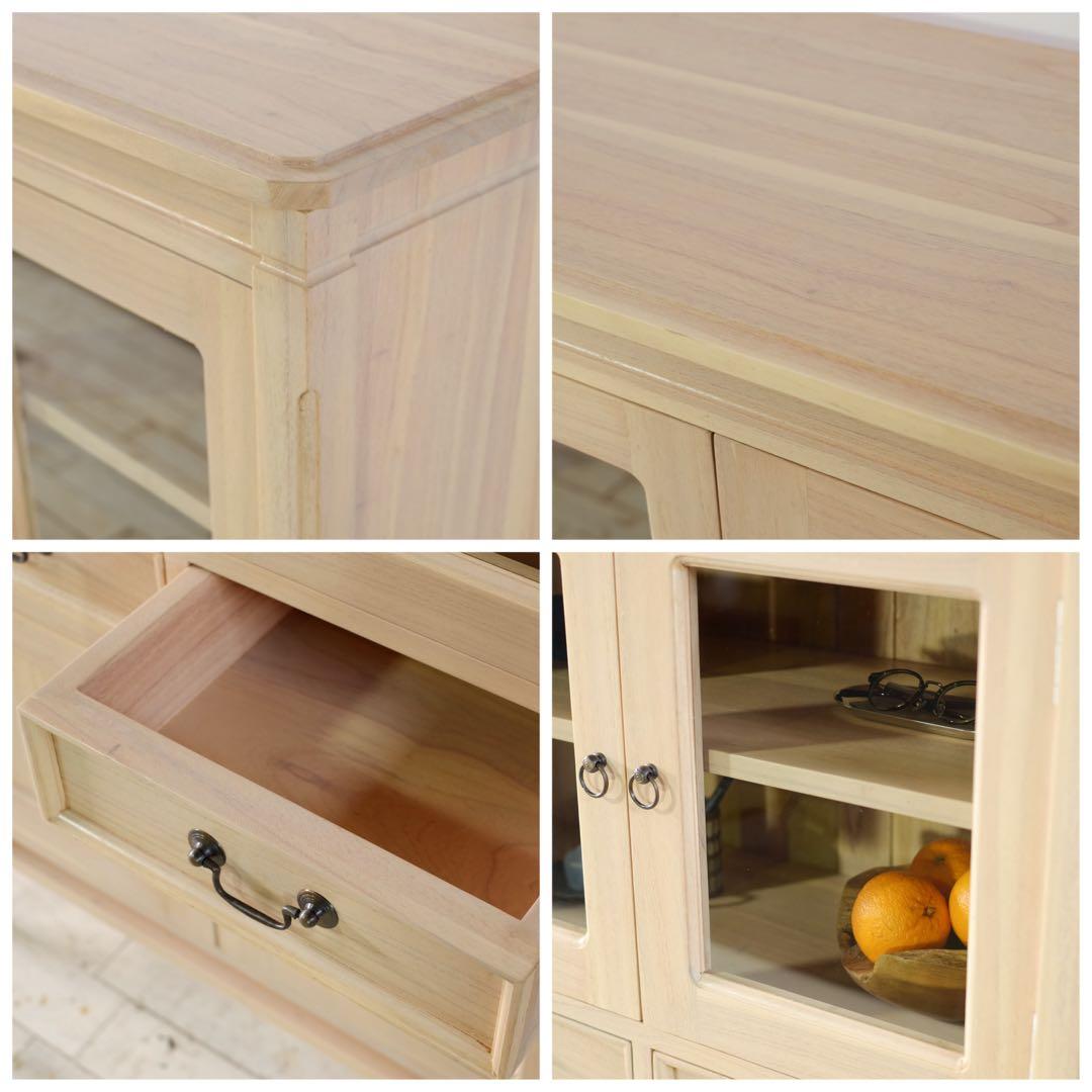 新品 ハイキャビネット 収納棚 ナチュラル カントリー 北欧 天然木 ミンディ材