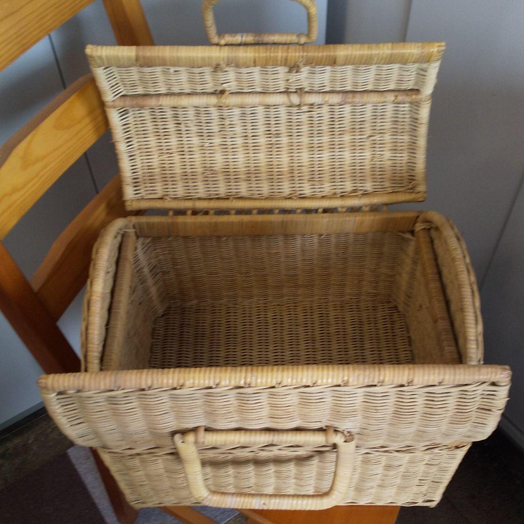 ヴィンテージ かご ピクニックバスケットバック　旅行鞄