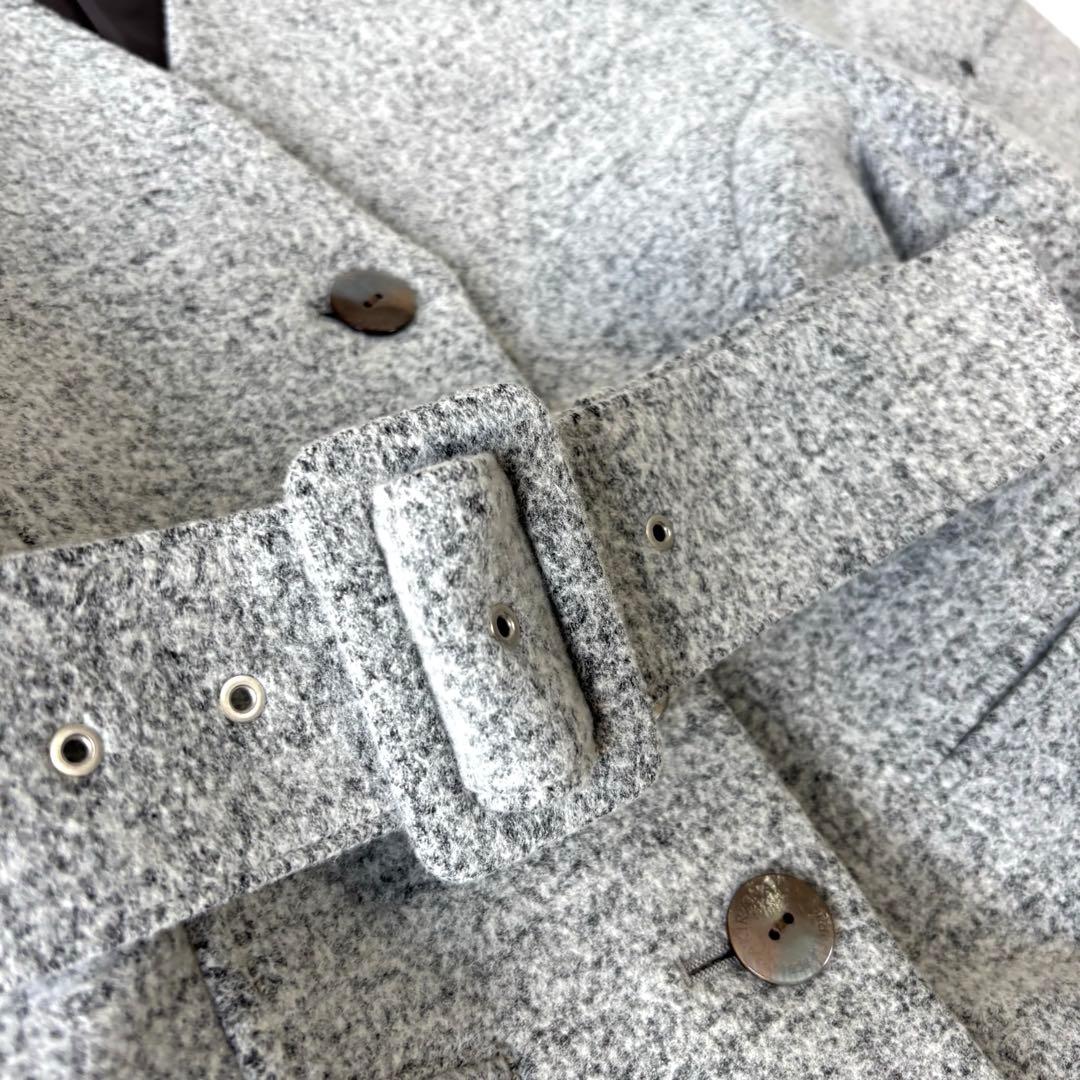 【極美品/2022AW】アキラナカ フローラベルテッド カラーレスコート ウール