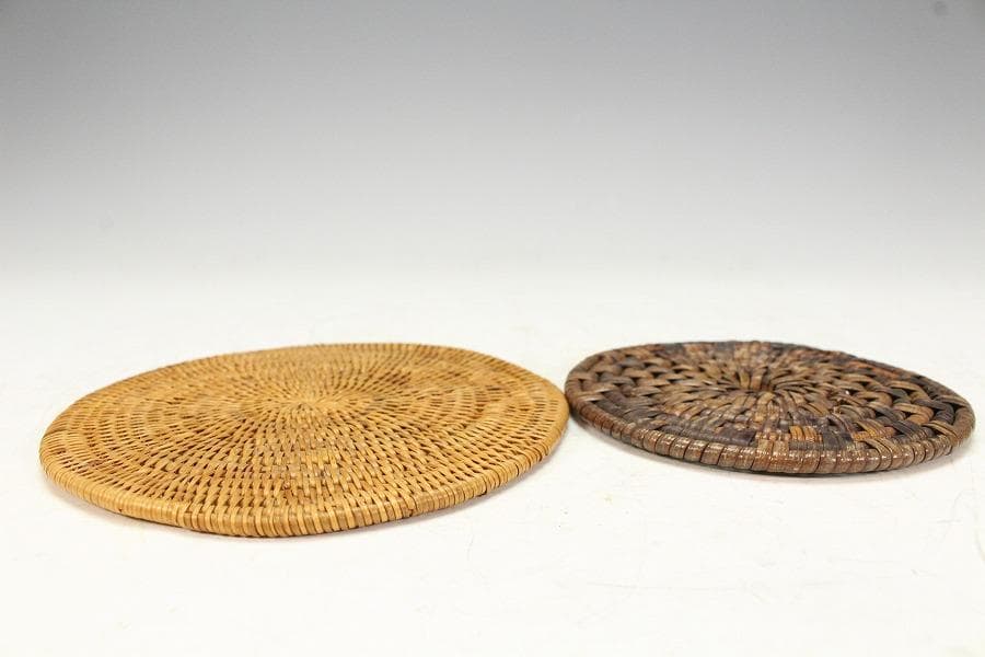 煎茶 古竹藤網 円形 瓶敷 大小 六件 まとめて(K-A908)