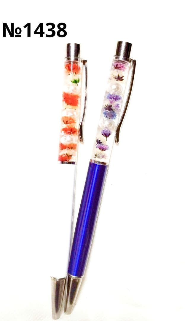 ボールペン　かすみ草　ハーバリウム　白　青　オレンジ　白　紫　パール　上司　退職