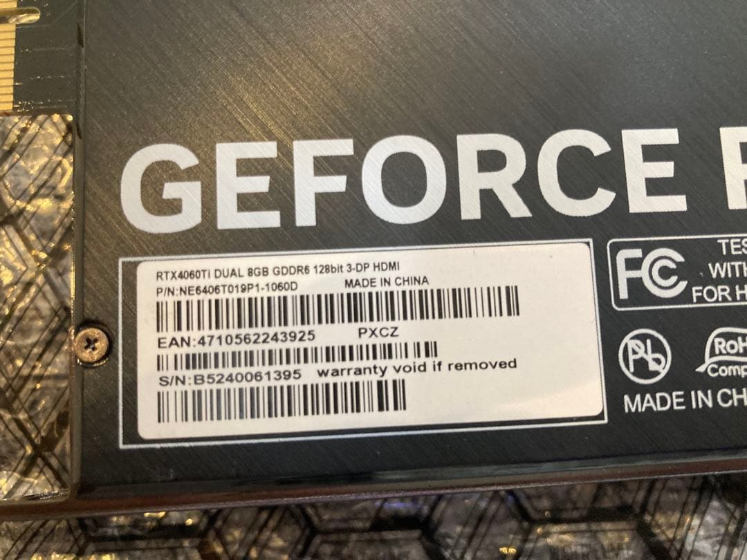 PALIT RTX4060ti 8GB グラフィックボード