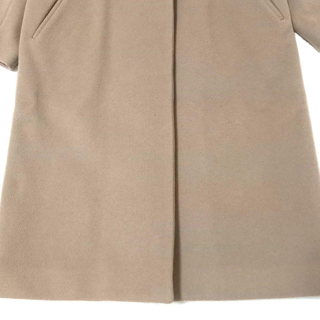 イエナ×高級マンテコ ノーカラーオーバーコート ロング グレージュ 38