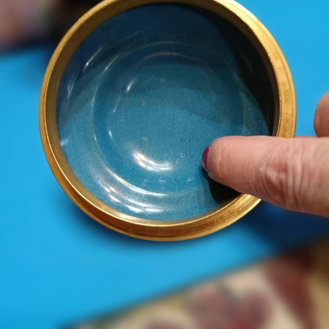 中国美術　七宝焼（景泰藍）金獅子香炉.沈香壺 昭和レトロアンティーク