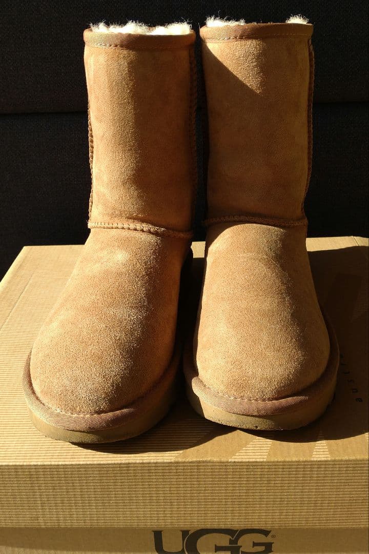 【美品】UGG ムートンブーツ　ショート　キャメル　 チェスナット　 23cm