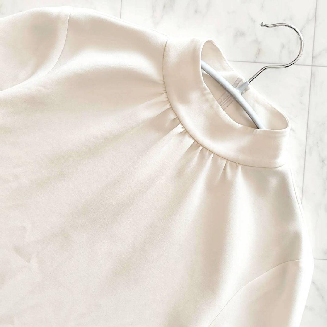 Theory 洗える スタンドカラー フォーマル ブラウス アイボリー