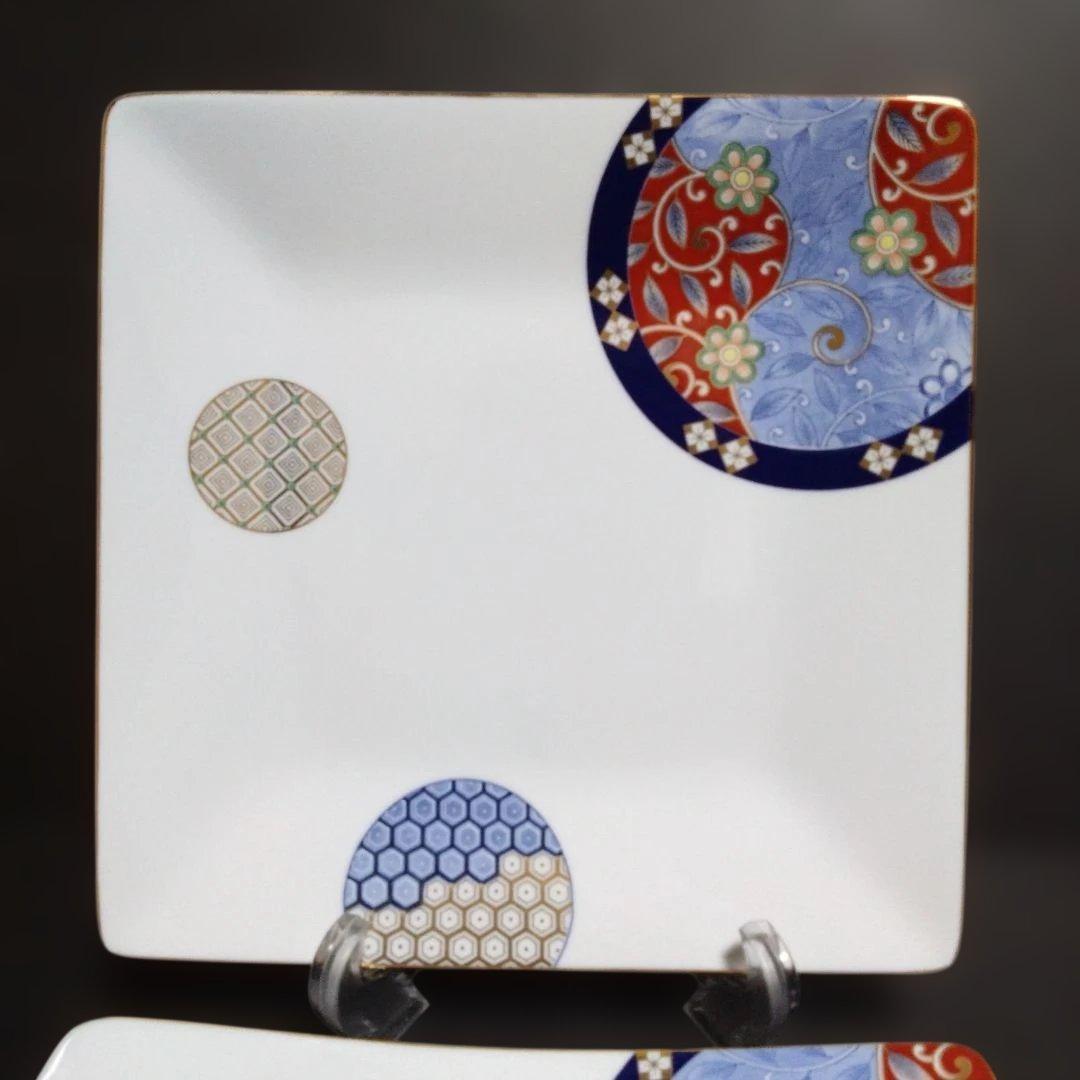 未使用 波佐見焼 西山窯 Ｓａｓｈ（サッシュ）プレートＬ 2枚　お祝い