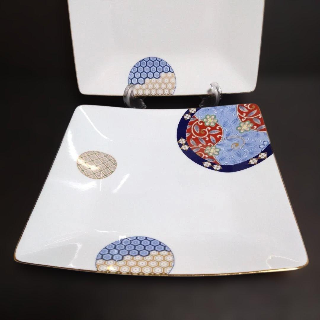 未使用 波佐見焼 西山窯 Ｓａｓｈ（サッシュ）プレートＬ 2枚　お祝い