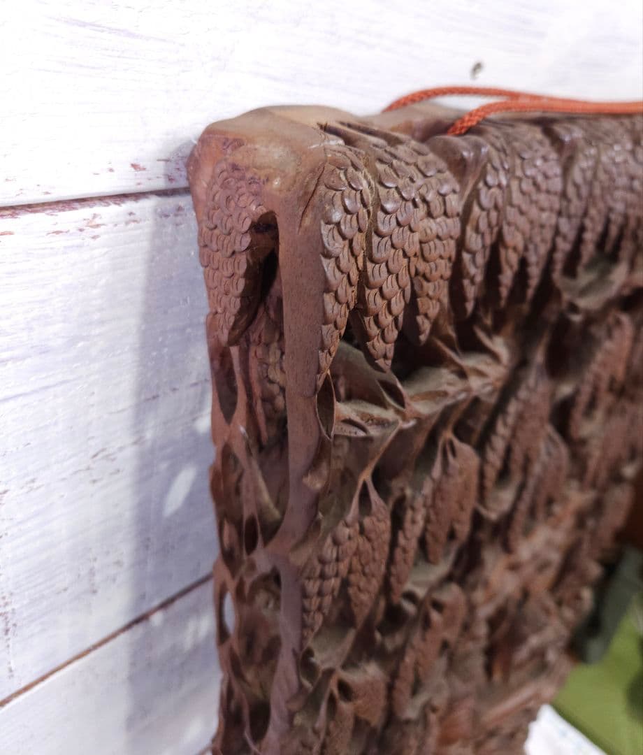 アンティーク インド 木彫りの壁掛け 天然木 木製 無垢材 仏教 古美術 彫刻