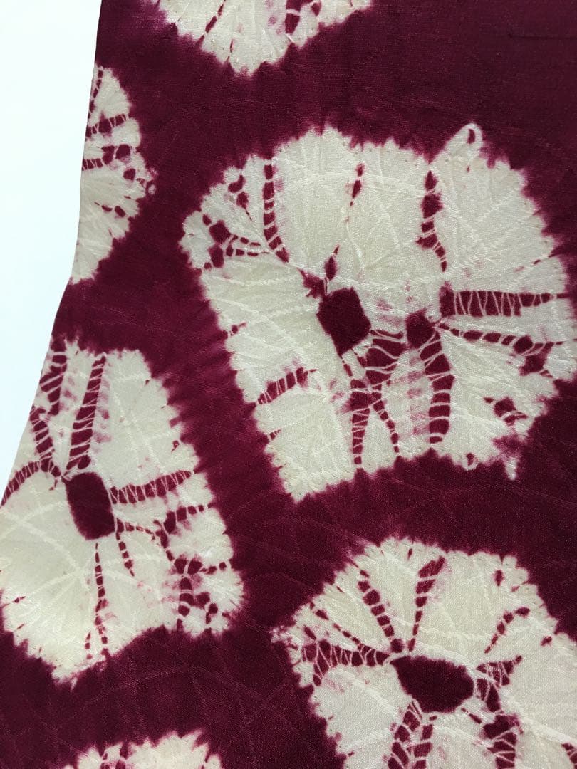 手蜘蛛絞り【名古屋帯】正絹　赤紫色　訳あり商品