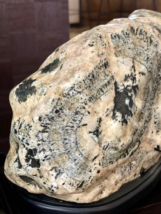 骨董品☆貴重！ナポレオン原石鑑賞石(また時計石)台座付