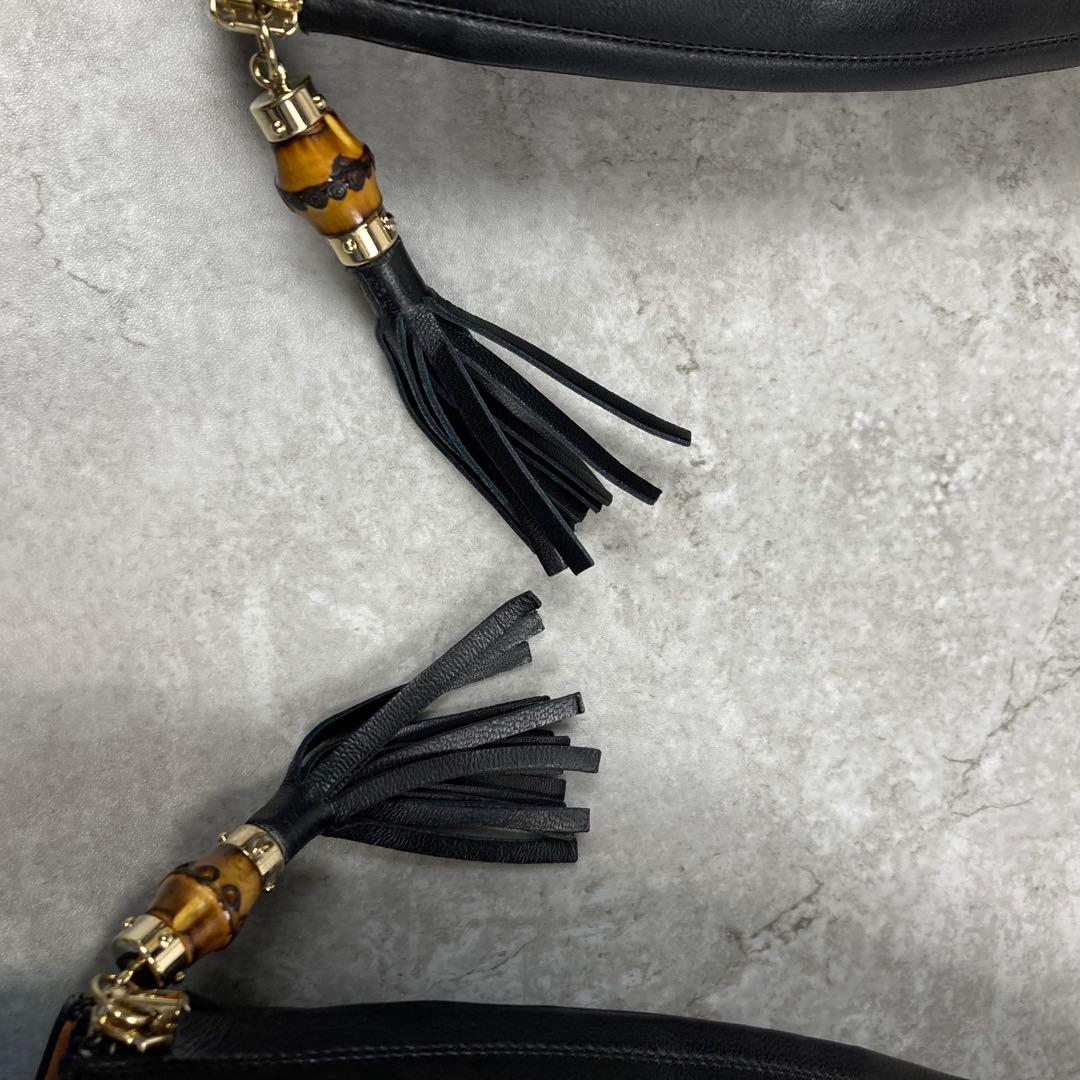 GUCCI グッチ　レザー　ロングブーツ　37.5 バンブー　フリンジ　チャーム