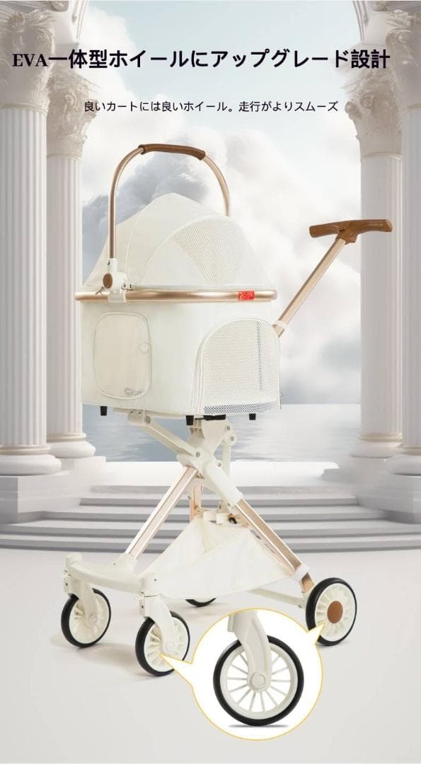 コンパクト軽量ペットカート（特許トップ折りたたみ式・600D布仕様）