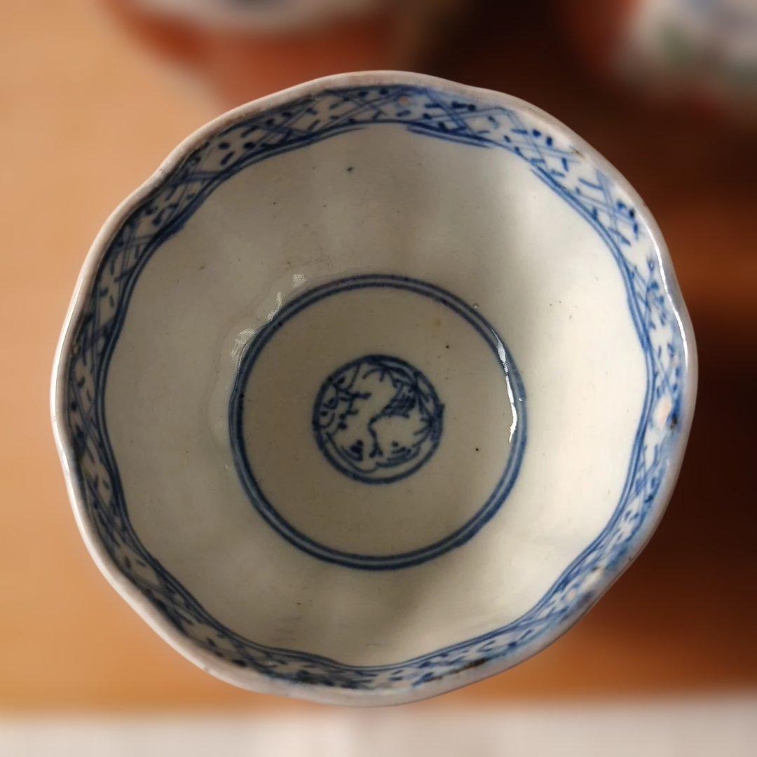 アンティーク手書き小鉢 花柄と幾何学模様の陶磁器小鉢31個セット