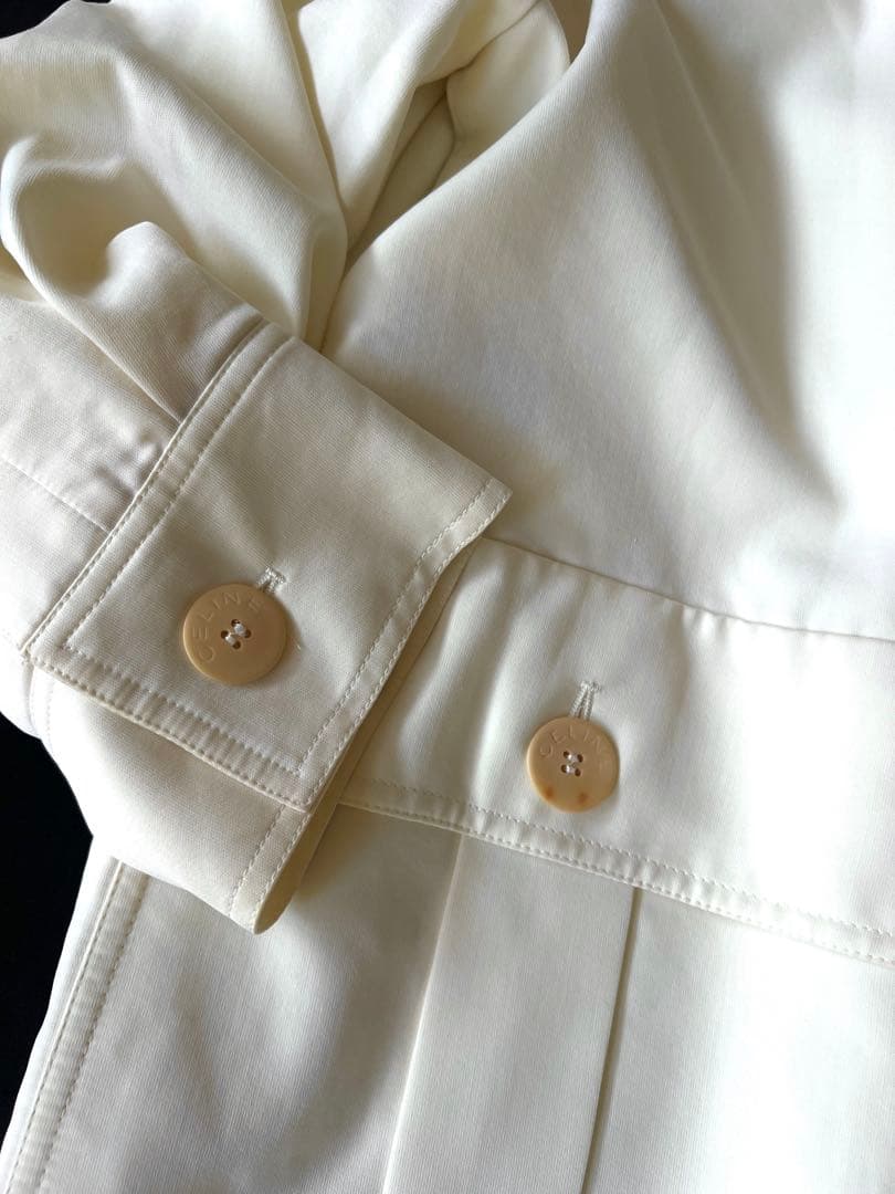 90s CELINE フーデッドコート ホワイト ヴィンテージ