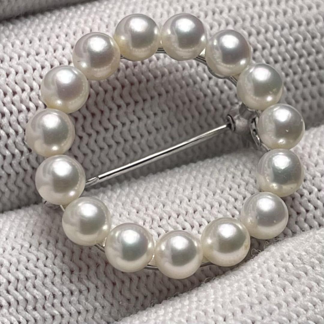 【MIKIMOTO/ミキモト】オーロラ アコヤパール 15P サークル ブローチ