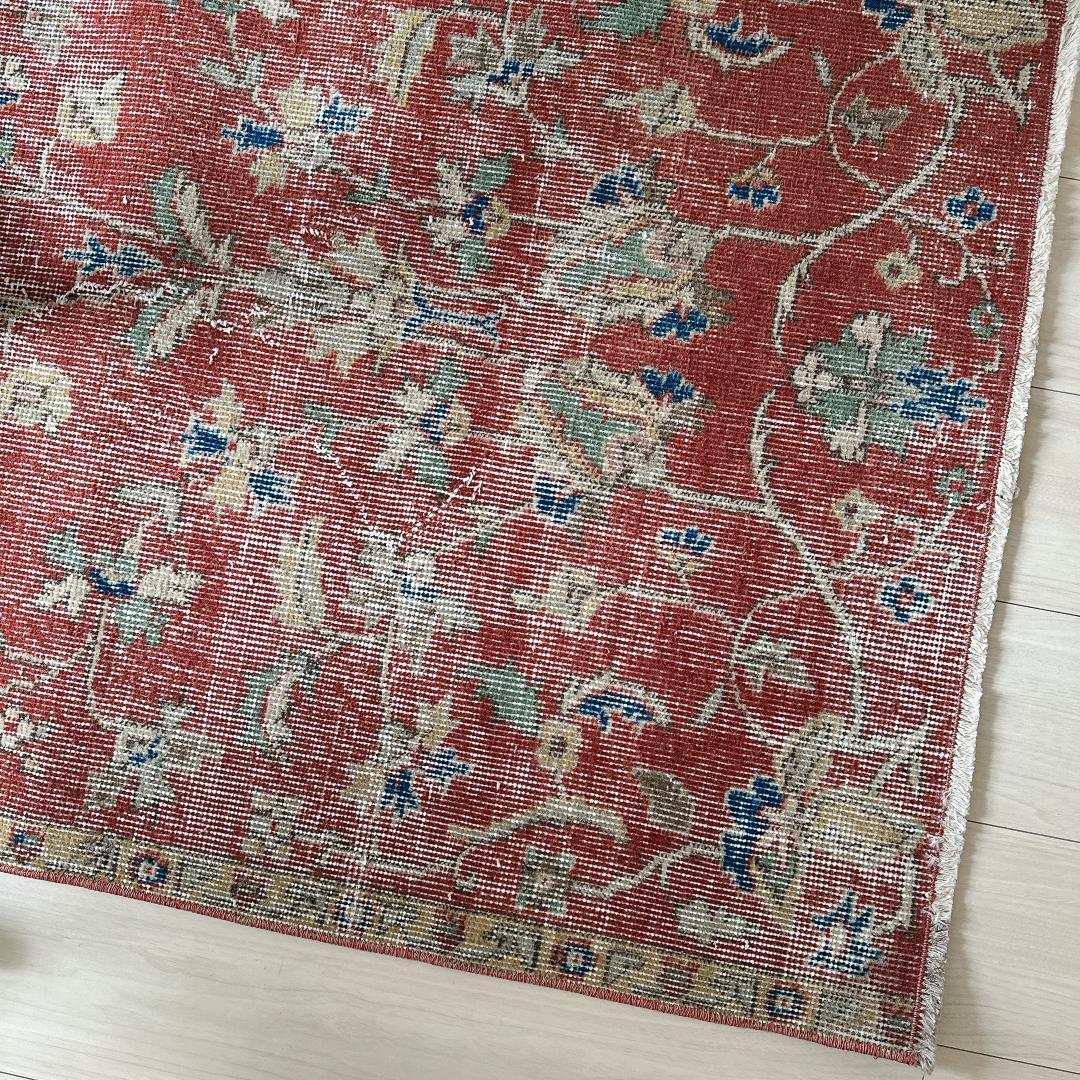 トルコヴィンテージラグ A45 バーミリオン ネイビー ミント グリーン