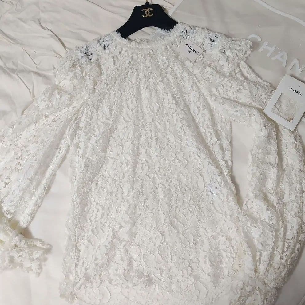 専用【希少／美品】CHANEL 長袖ブラウス 総レース ティアード フラワー